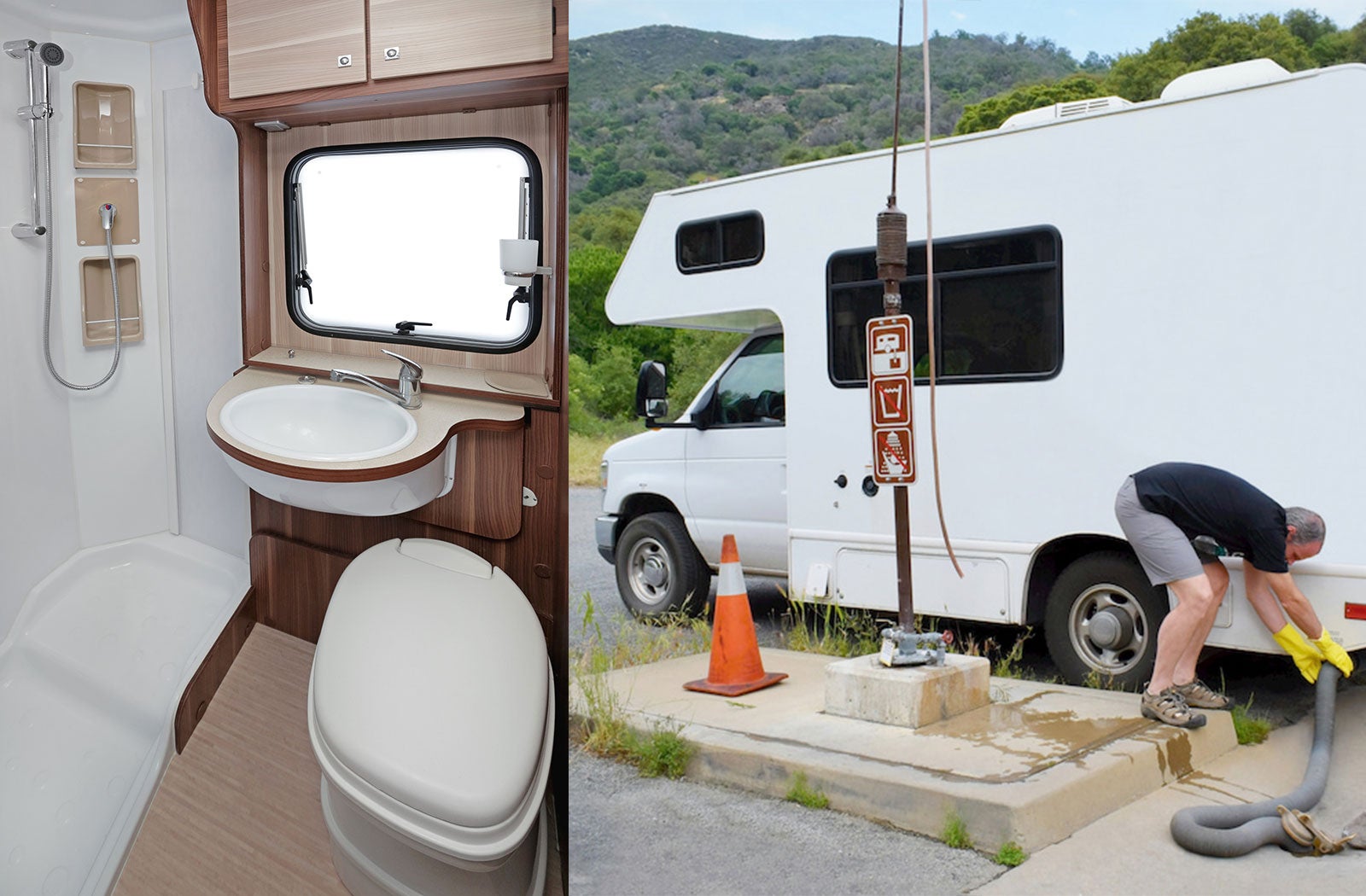 Portable RV/camper toilet and holding tank setup in Centerton, Arkansas